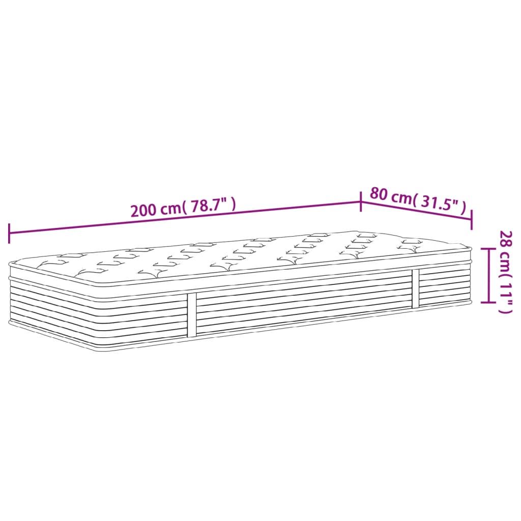 Matelas à ressorts ensachés mi-ferme-plus 90x200 cm