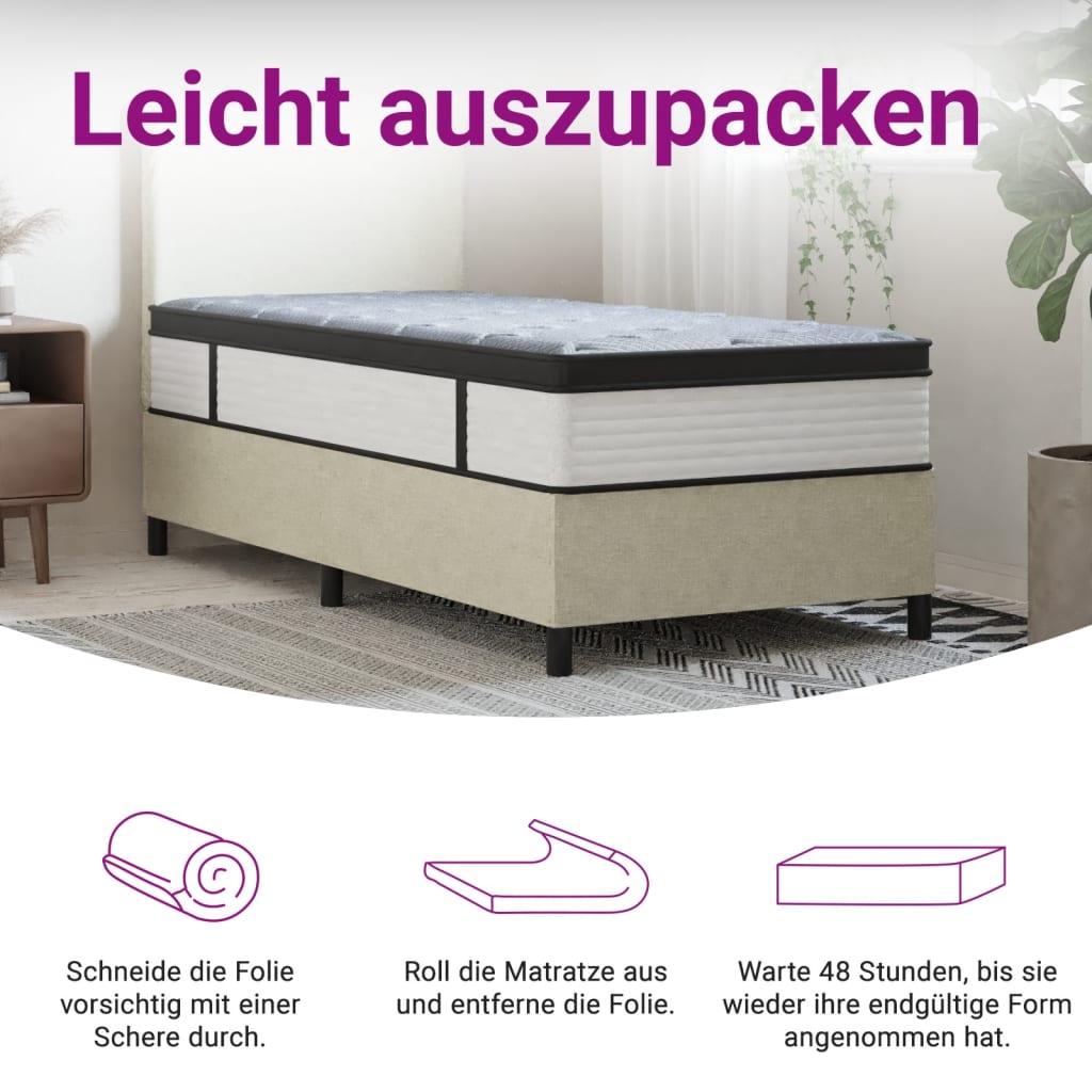 Pocketveringmatras middelhard-plus 90x200 cm