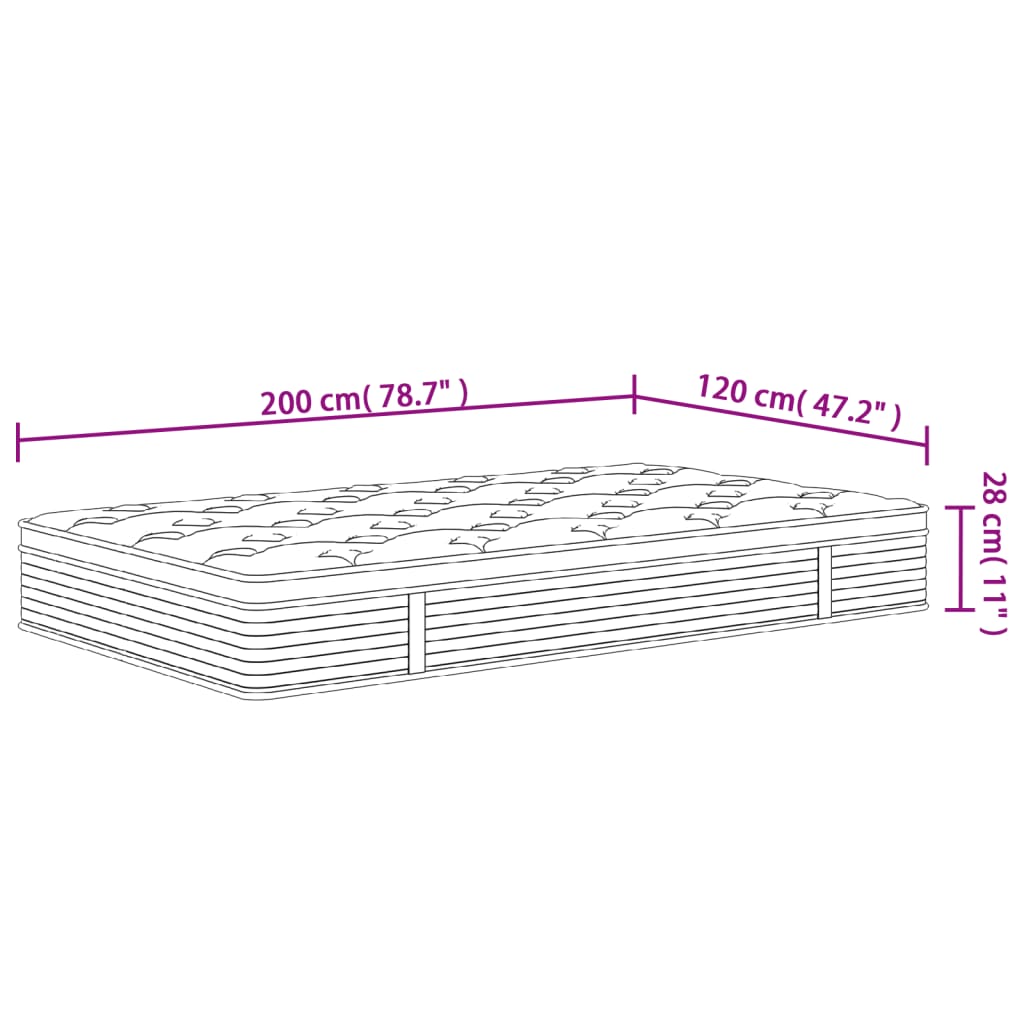 Matelas à ressorts ensachés mi-ferme-plus 90x200 cm