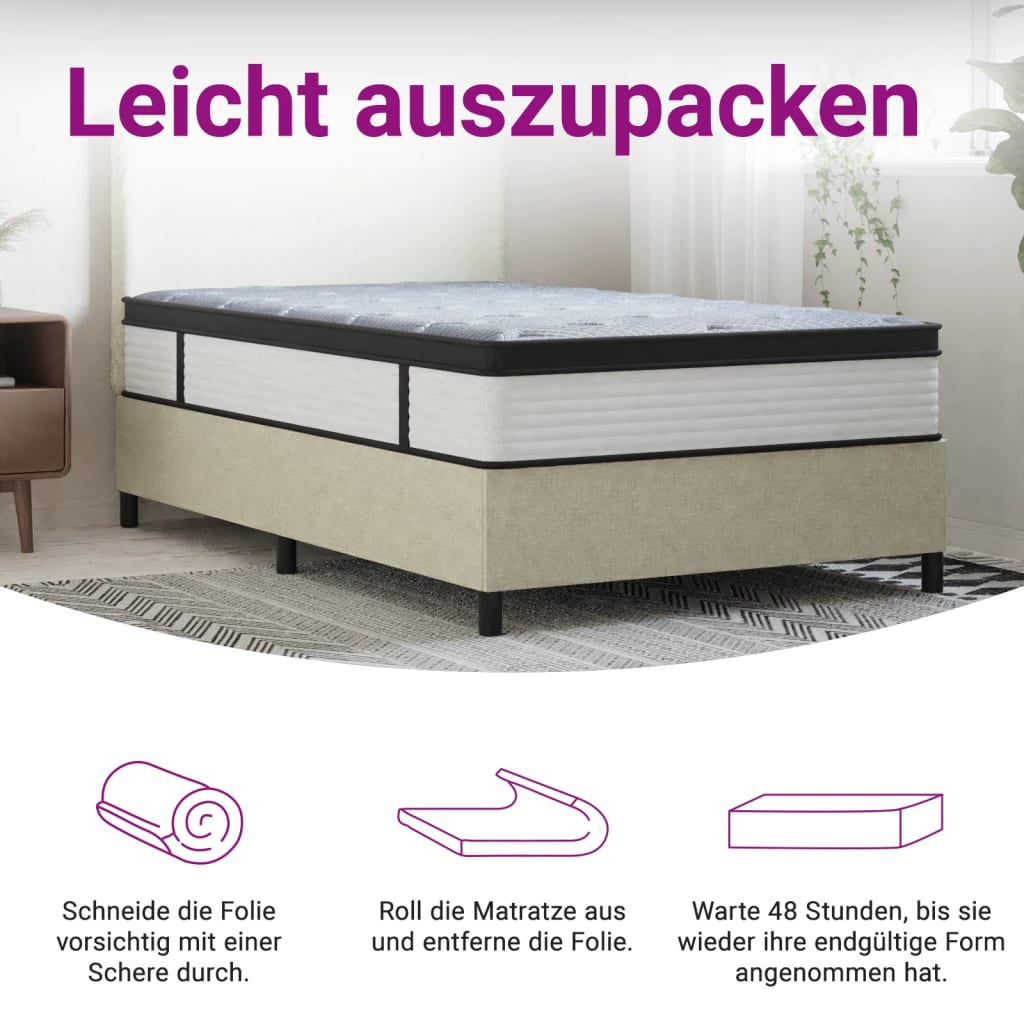 Matelas à ressorts ensachés mi-ferme-plus 90x200 cm