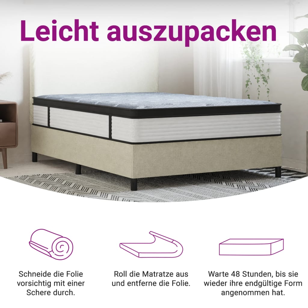 Matelas à ressorts ensachés mi-ferme-plus 90x200 cm