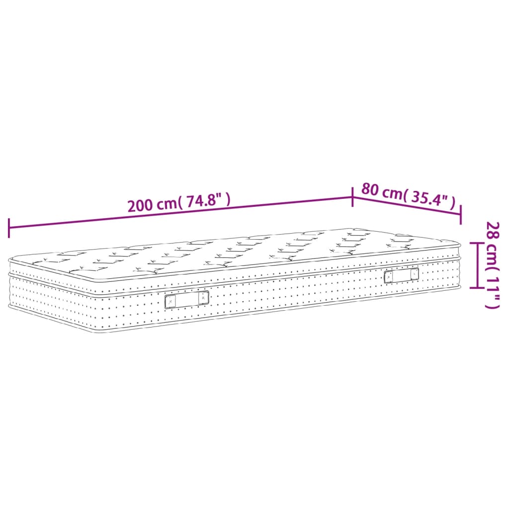 Matelas à ressorts ensachés mi-ferme-plus 70x200 cm