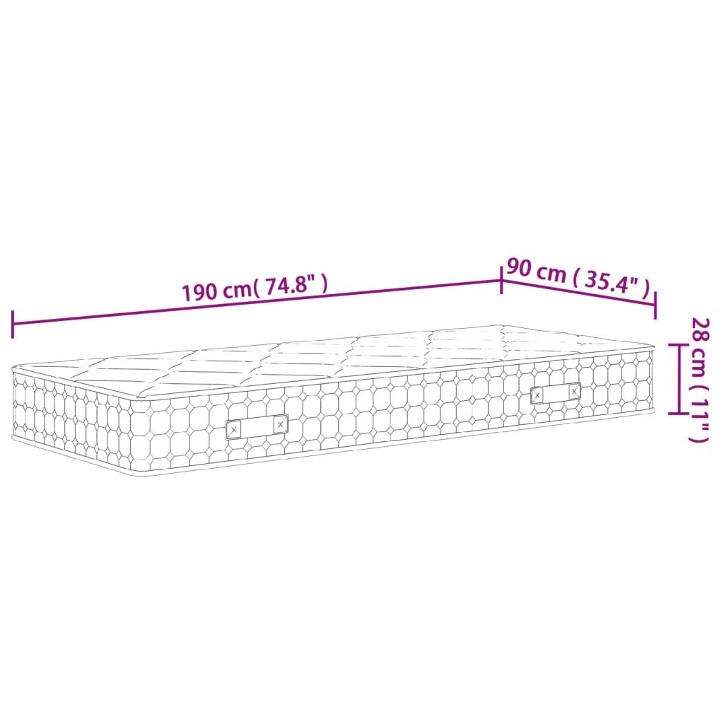 Matelas à ressorts ensachés mi-ferme-plus 70x200 cm