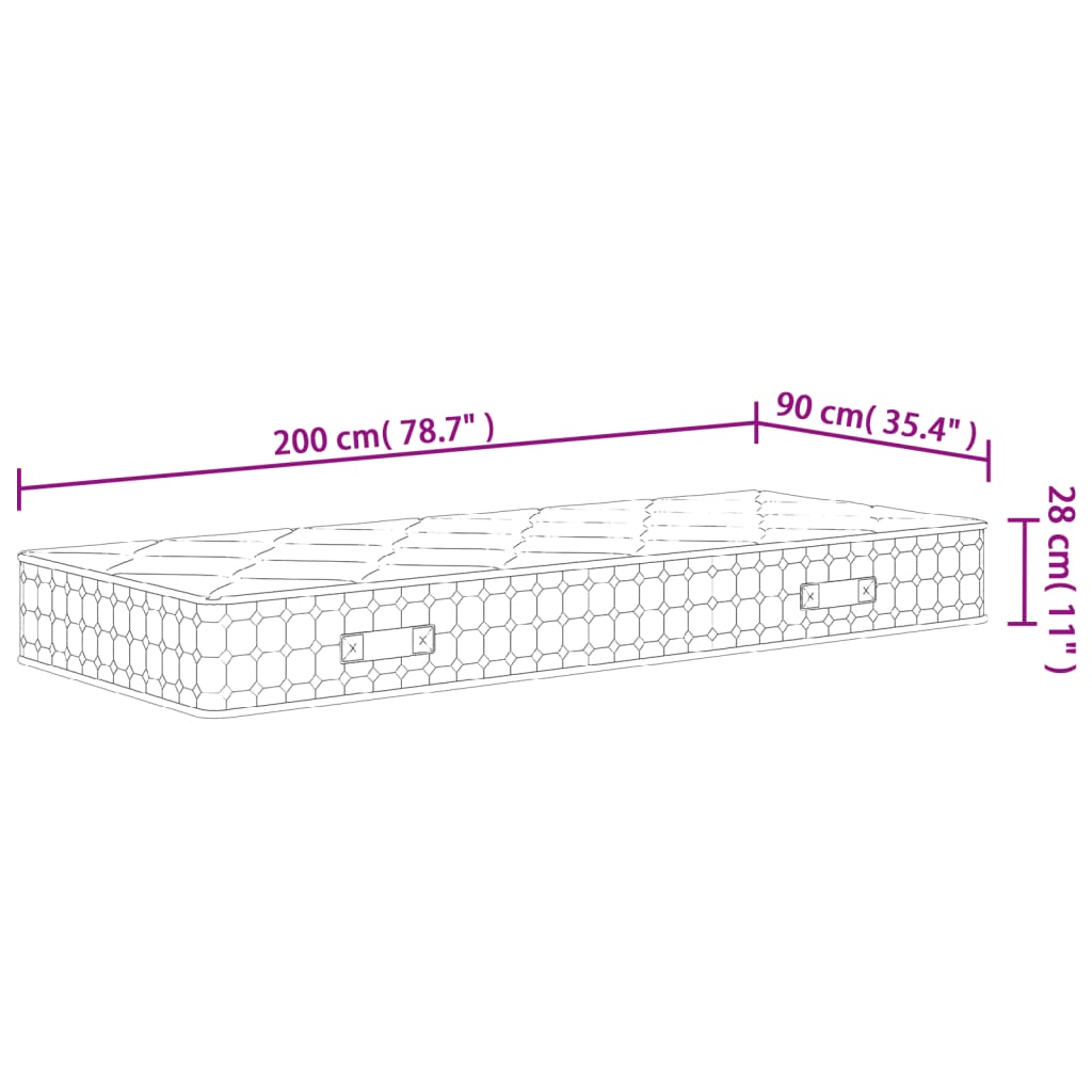 Pocketveringmatras middelhard-plus 70x200 cm