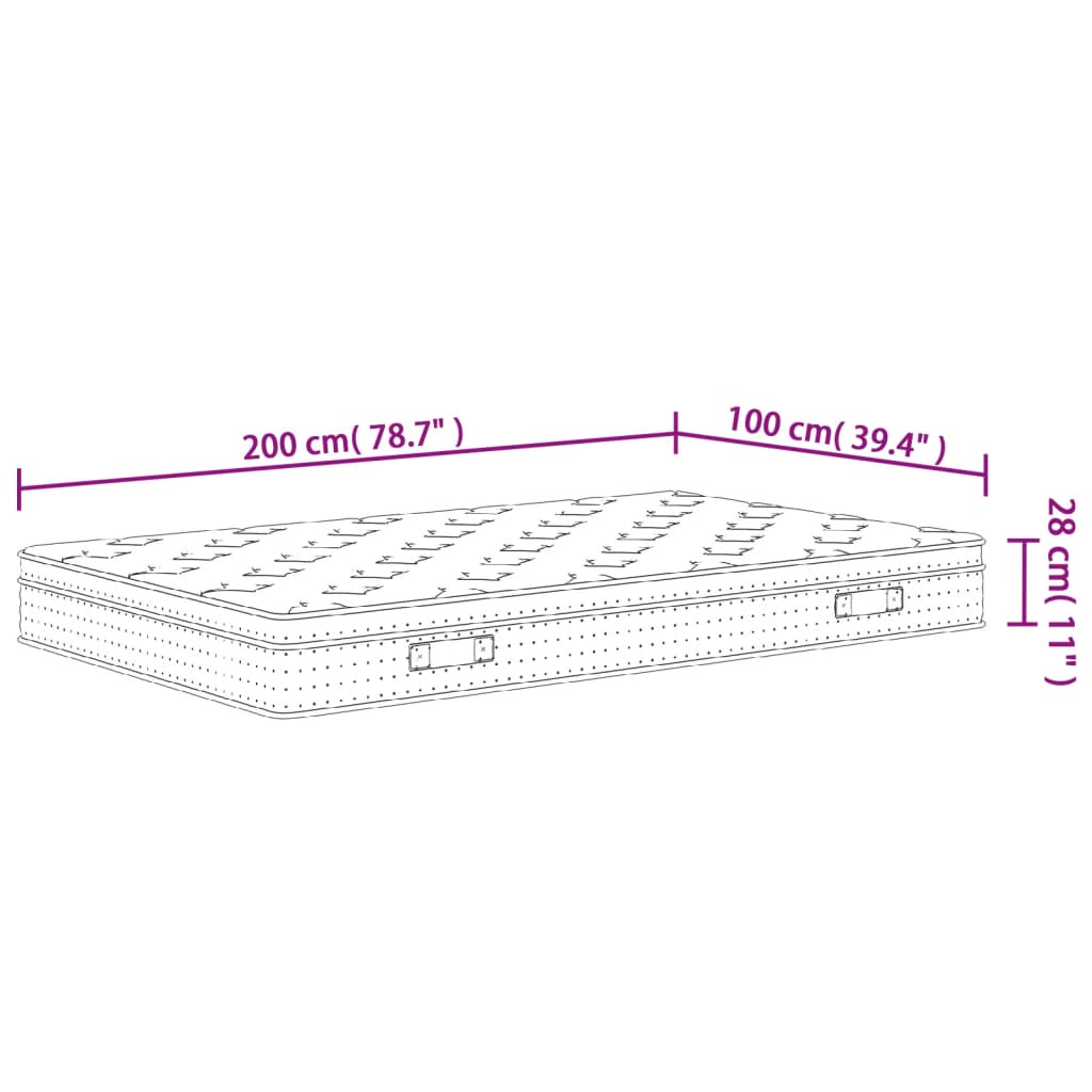 Pocketveringmatras middelhard-plus 70x200 cm