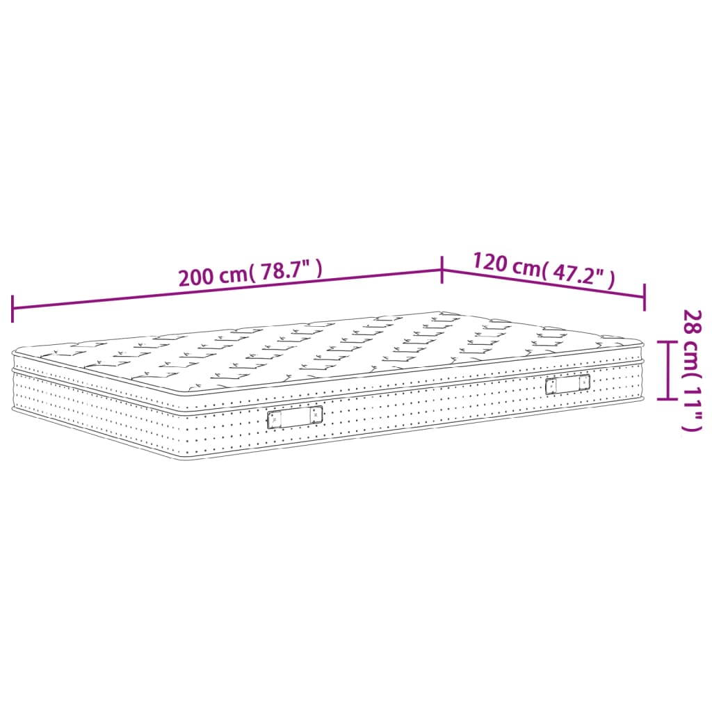 Matelas à ressorts ensachés mi-ferme-plus 70x200 cm