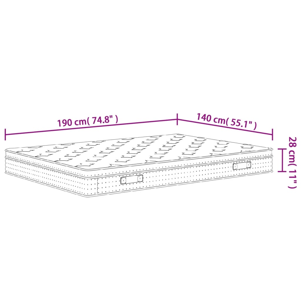 Pocketveringmatras middelhard-plus 70x200 cm