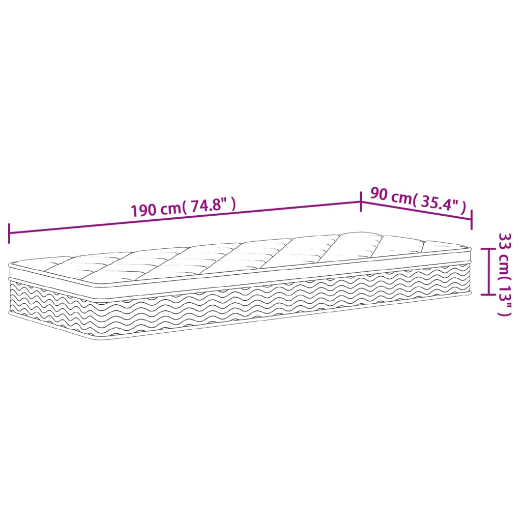 Matelas à ressorts ensachés mi-ferme-plus 200x200 cm