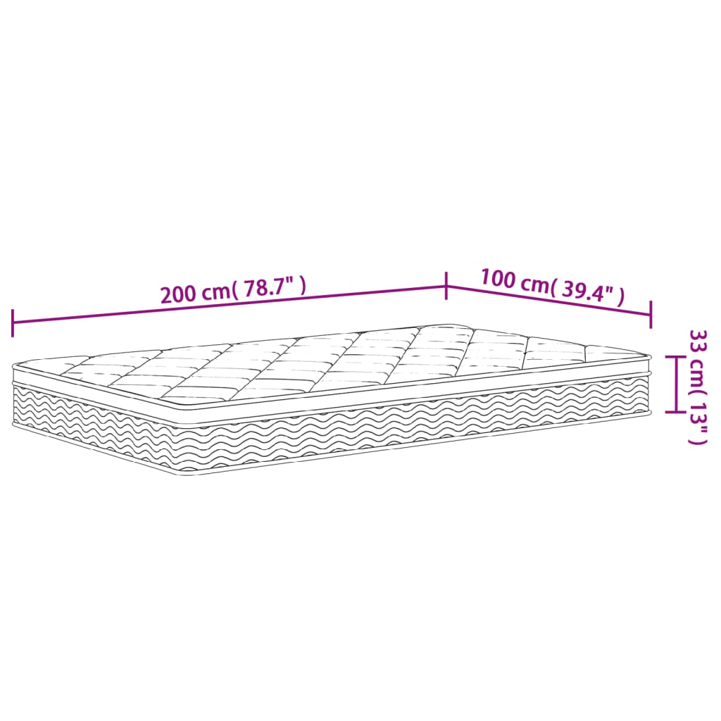 Pocketveringmatras middelhard-plus 200x200 cm