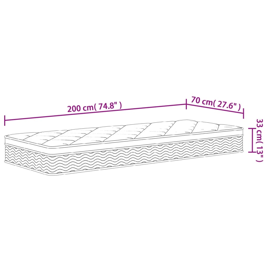 Matelas à ressorts ensachés mi-ferme-plus 200x200 cm