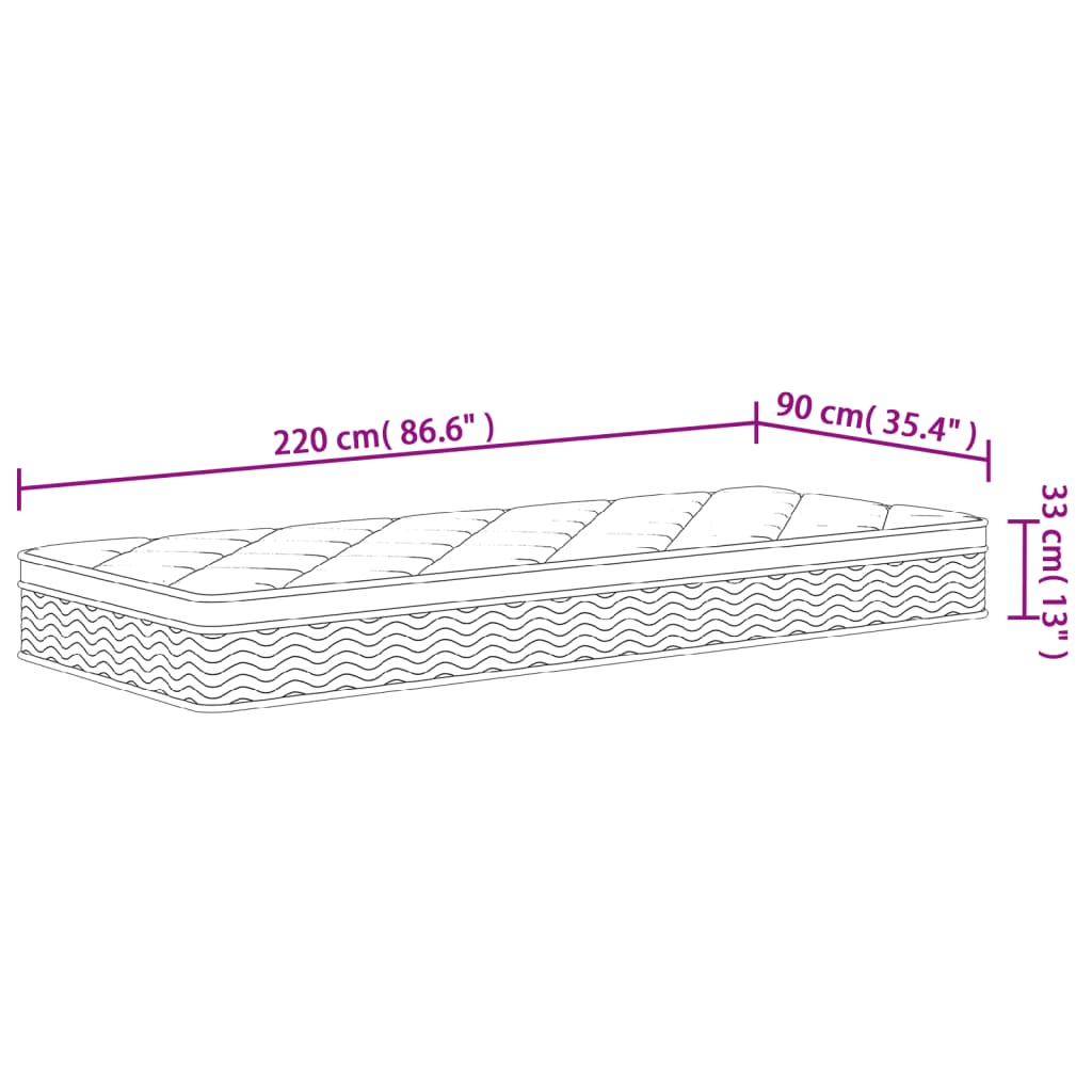 Matelas à ressorts ensachés mi-ferme-plus 200x200 cm