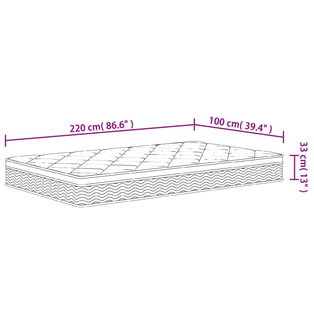 Matelas à ressorts ensachés mi-ferme-plus 200x200 cm