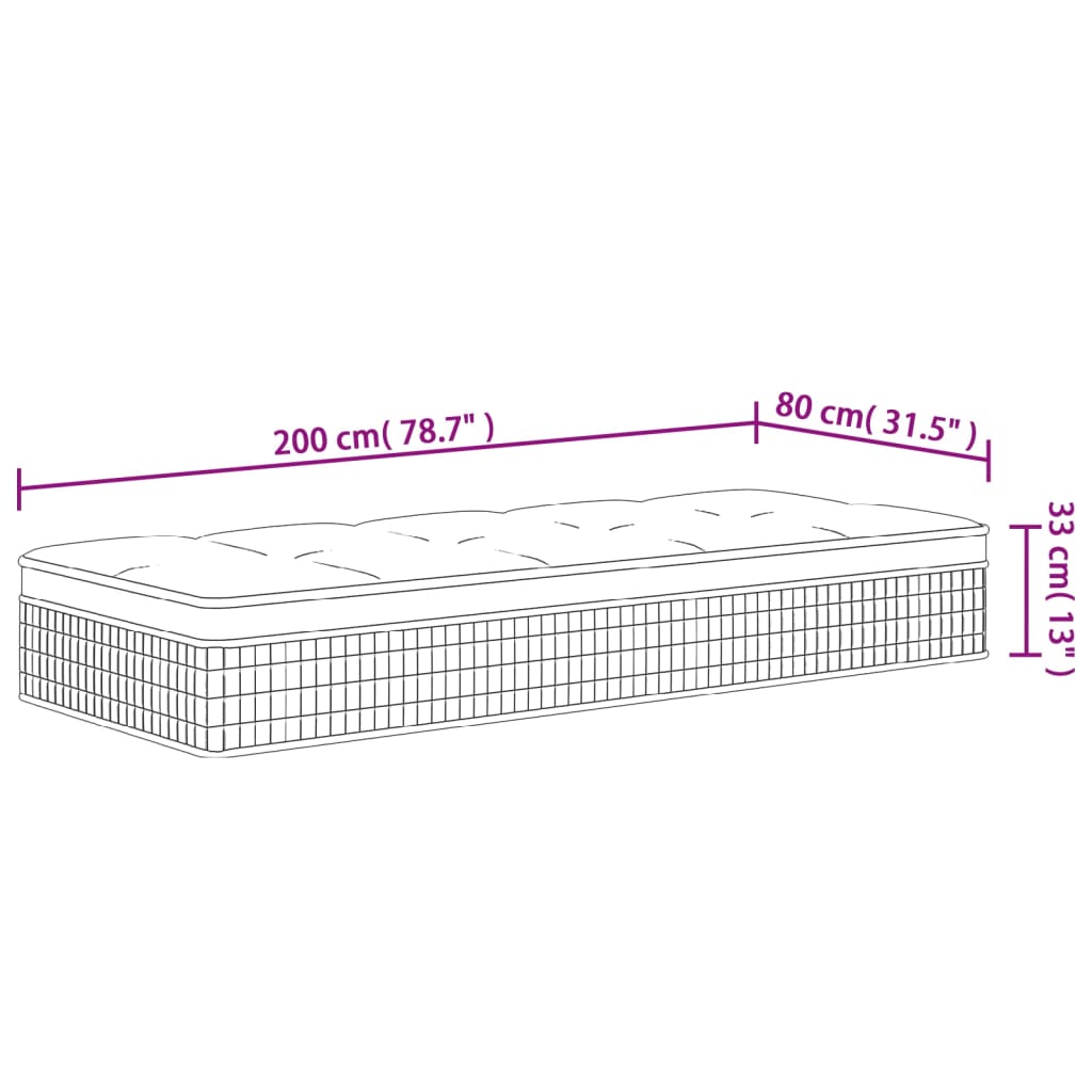 Matelas à ressorts ensachés mi-dur 200x200 cm