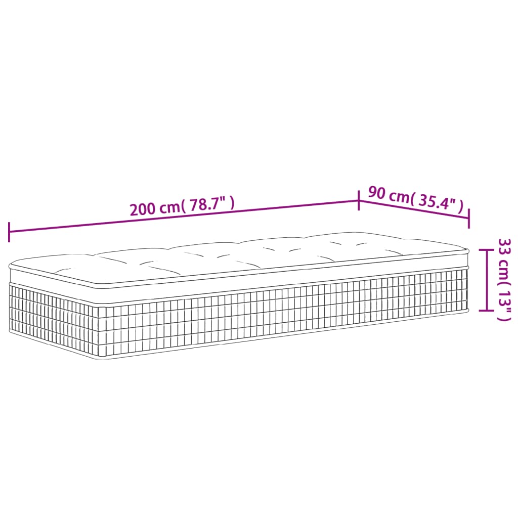 Pocketveringmatras middelhard-hard 200x200 cm