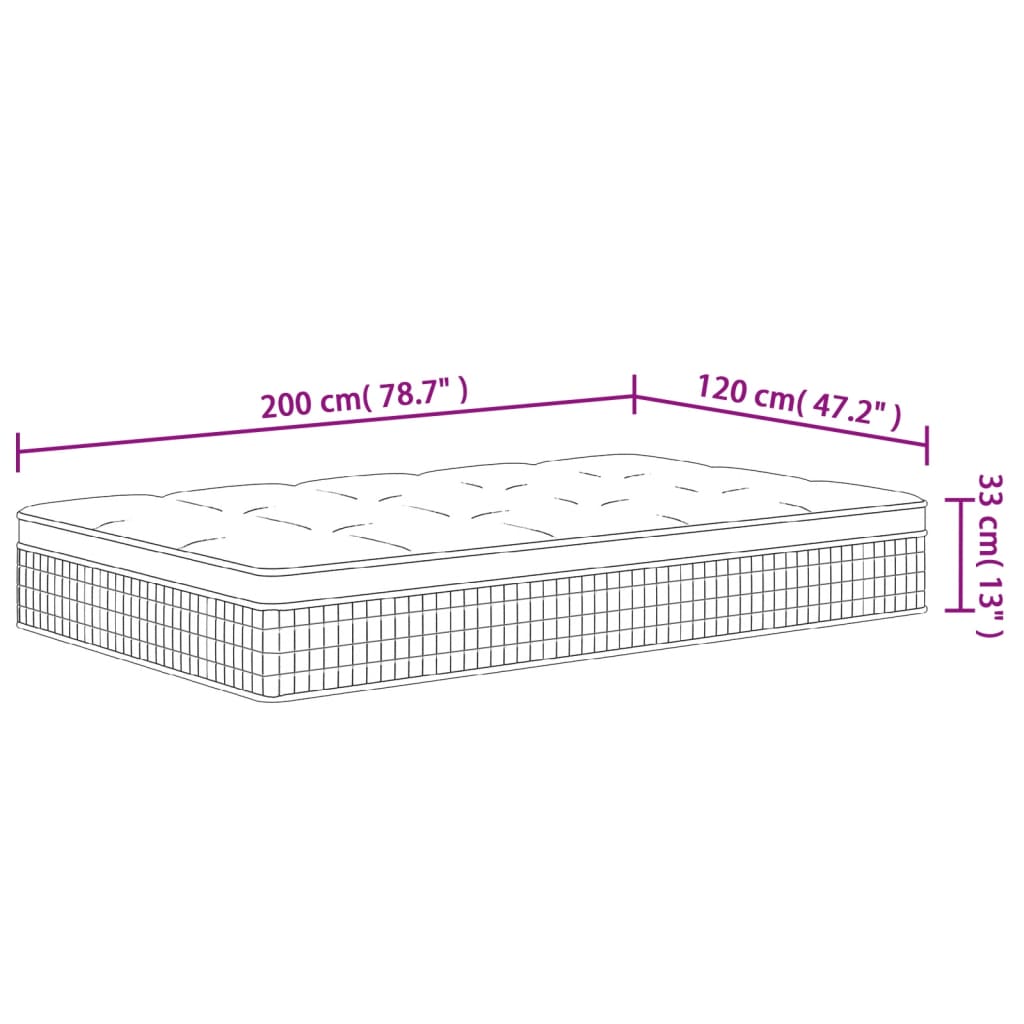 Matelas à ressorts ensachés mi-dur 200x200 cm