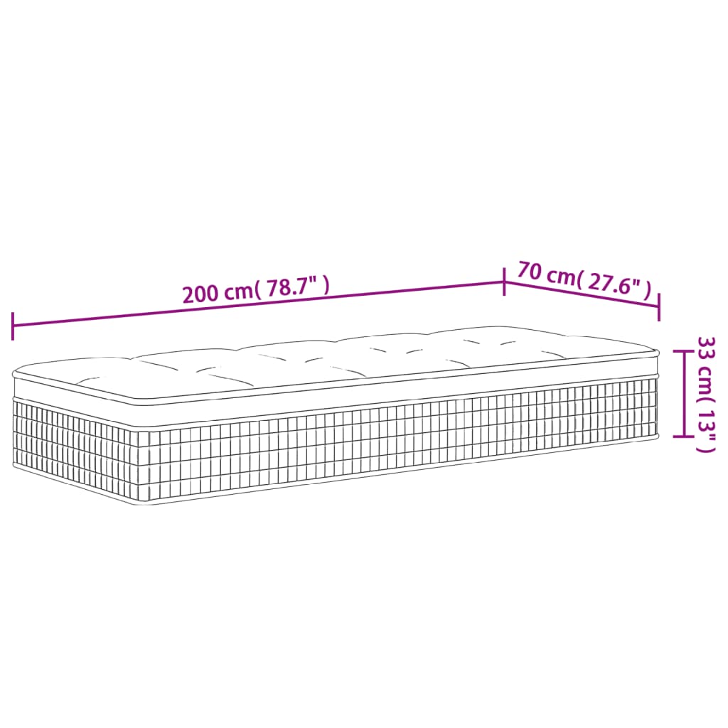 Matelas à ressorts ensachés mi-dur 200x200 cm