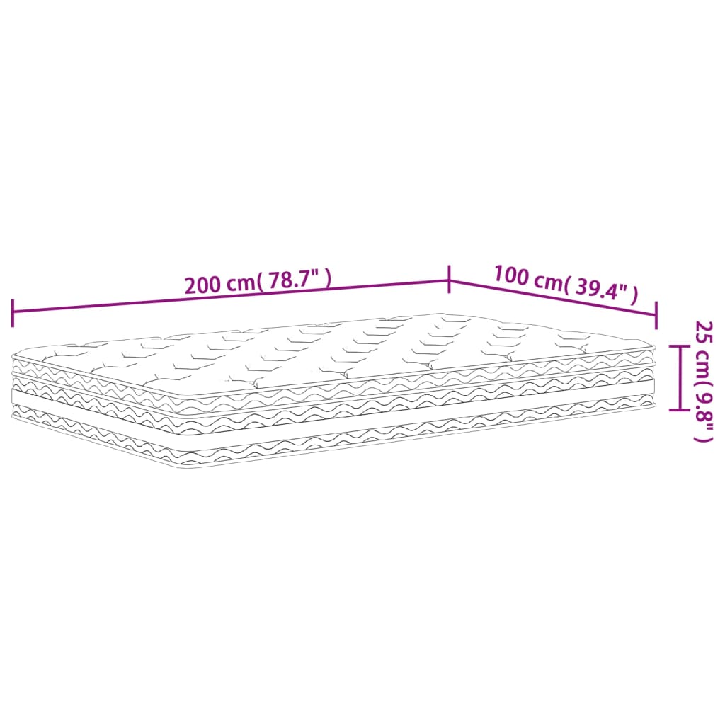 Pocketveringmatras middelhard 200x200 cm