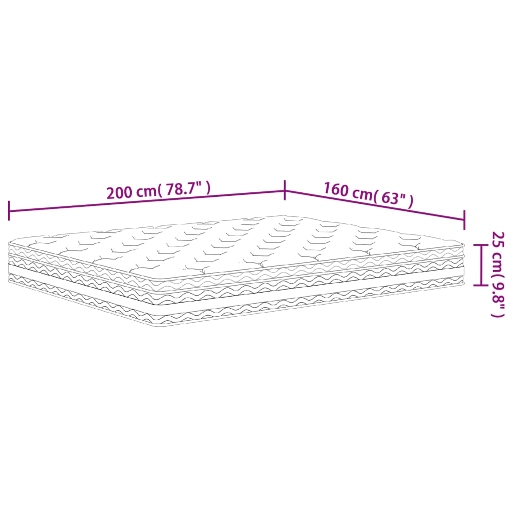 Pocketveringmatras middelhard 200x200 cm