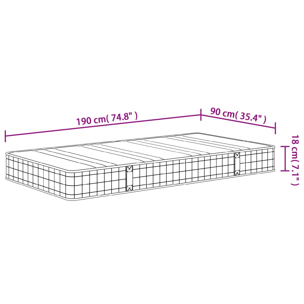 Matelas à ressorts mi-dur 70x200 cm