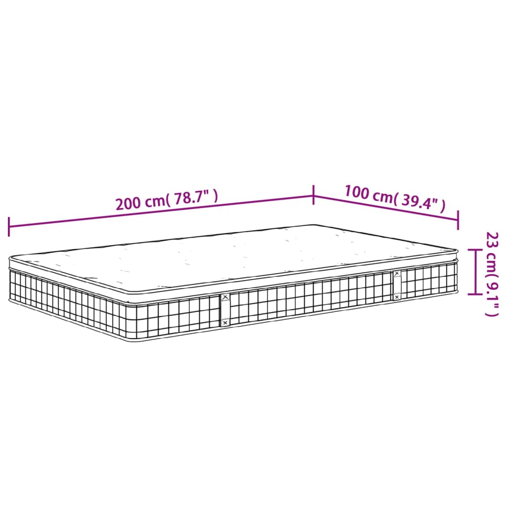 Binnenveringmatras middelhard 90x200 cm