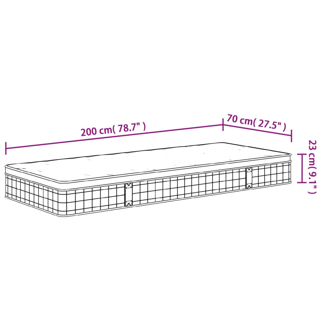 Matelas à ressorts mi-dur 90x200 cm