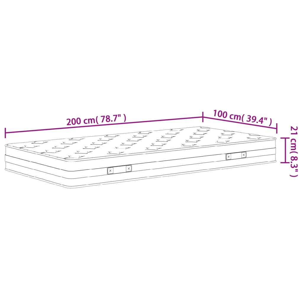 Matelas à ressorts mi-ferme 200x200 cm King Size