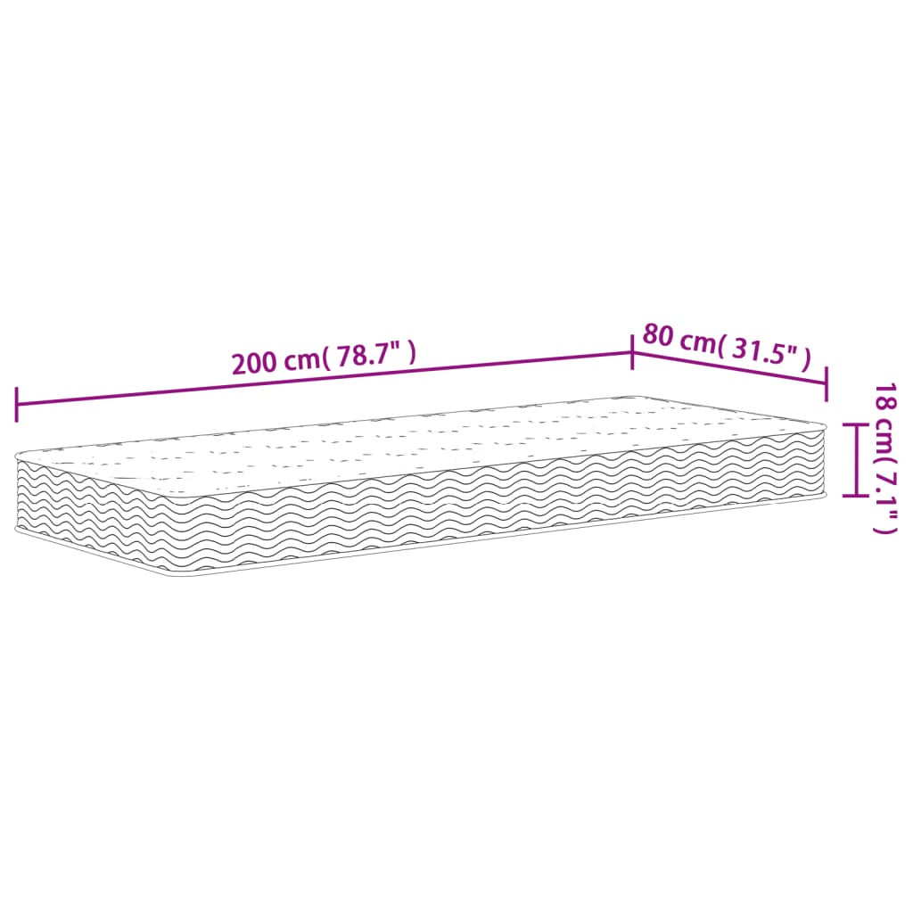 Matelas à ressorts mi-dur 80x200 cm