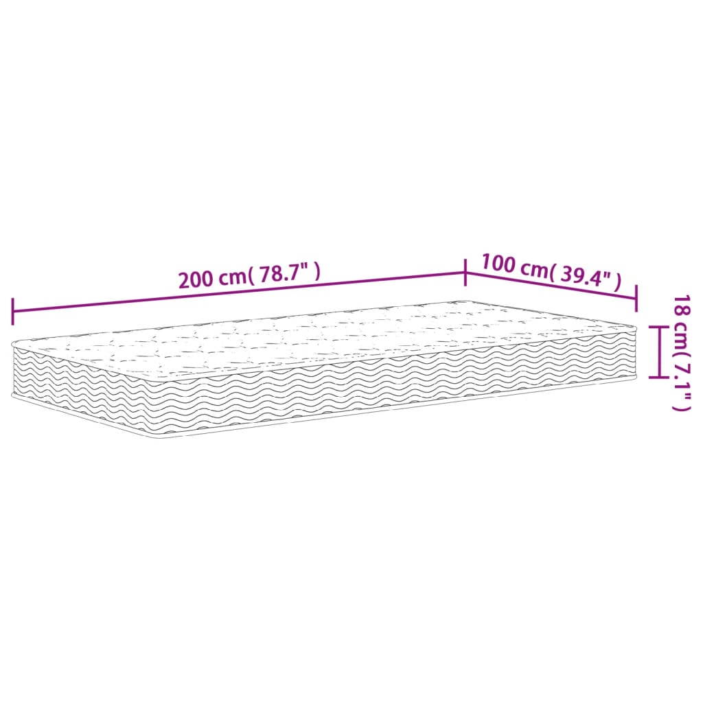 Matelas à ressorts mi-dur 80x200 cm