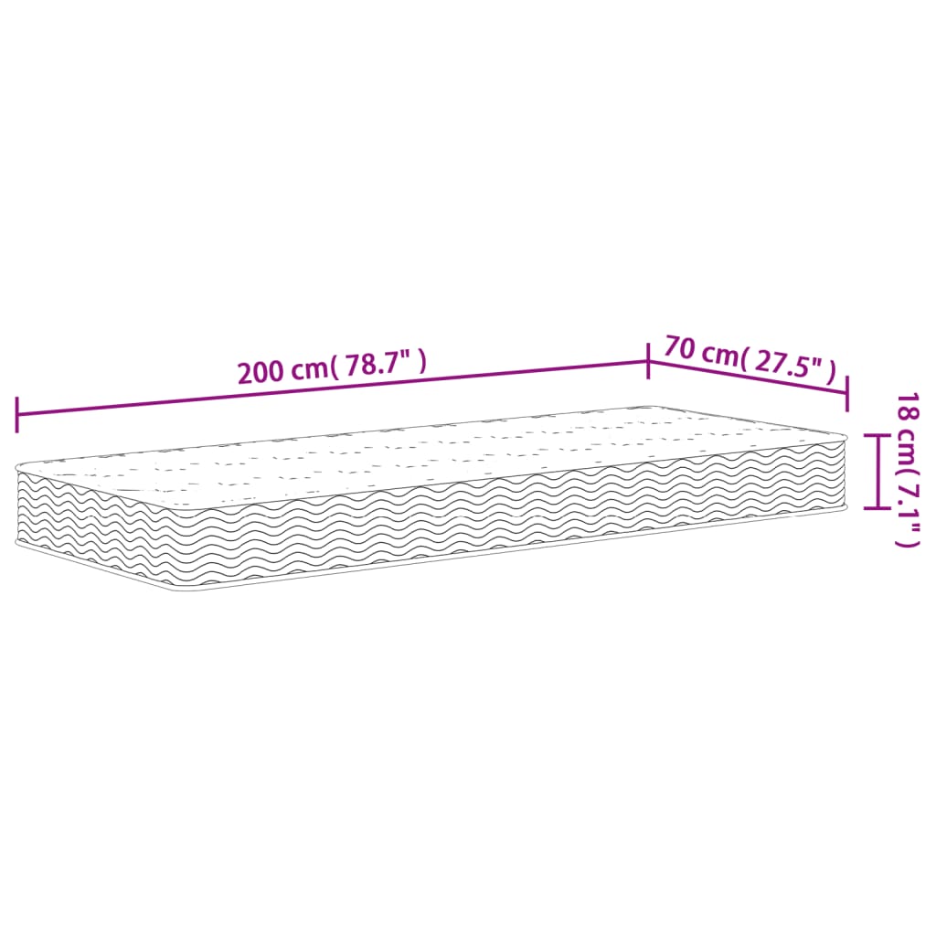 Matelas à ressorts mi-dur 80x200 cm