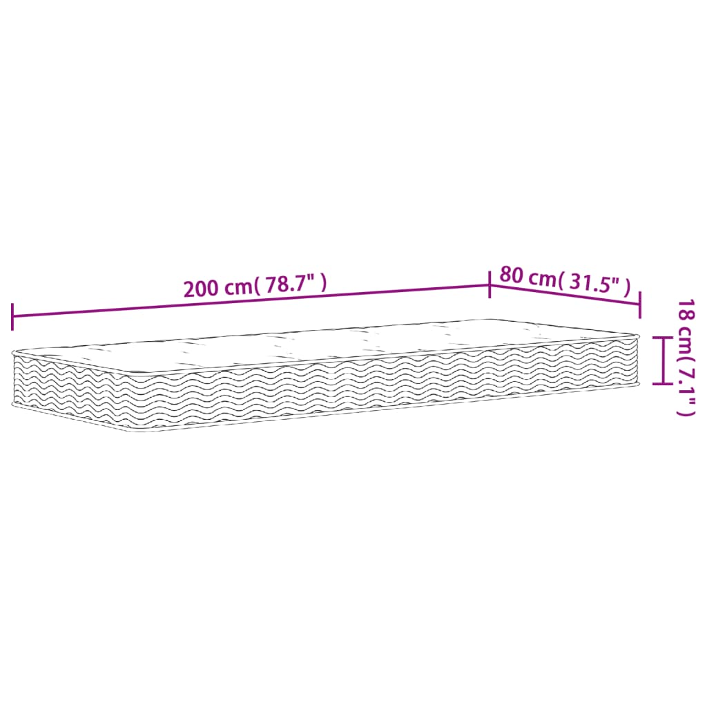 Matelas à ressorts mi-dur 70x200 cm