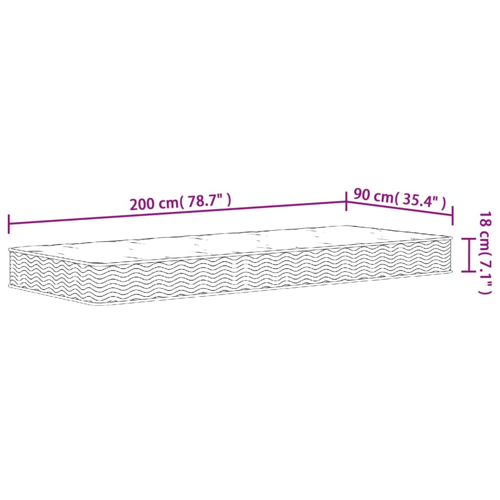 Matelas à ressorts mi-dur 70x200 cm