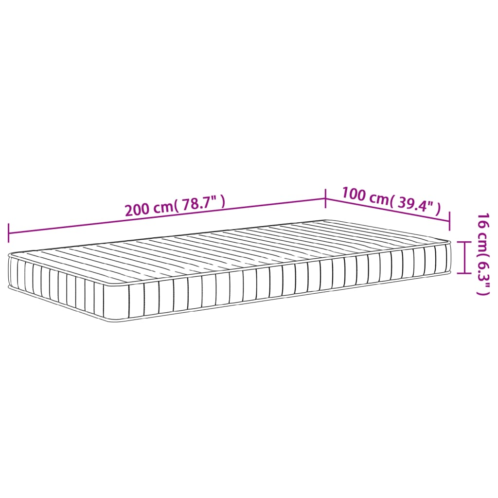 Schuimmatras middelzacht 70x200 cm