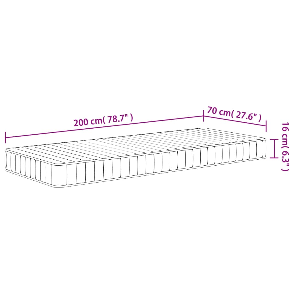 Matelas mousse mi-doux 70x200 cm