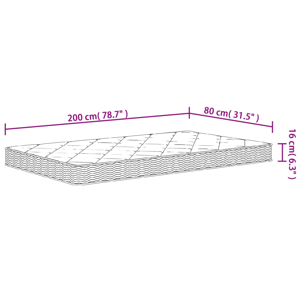 Schuimmatras middelzacht 80x200 cm