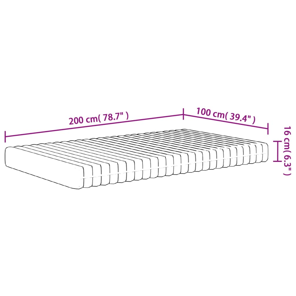 Matelas mousse mi-doux 200x200 cm