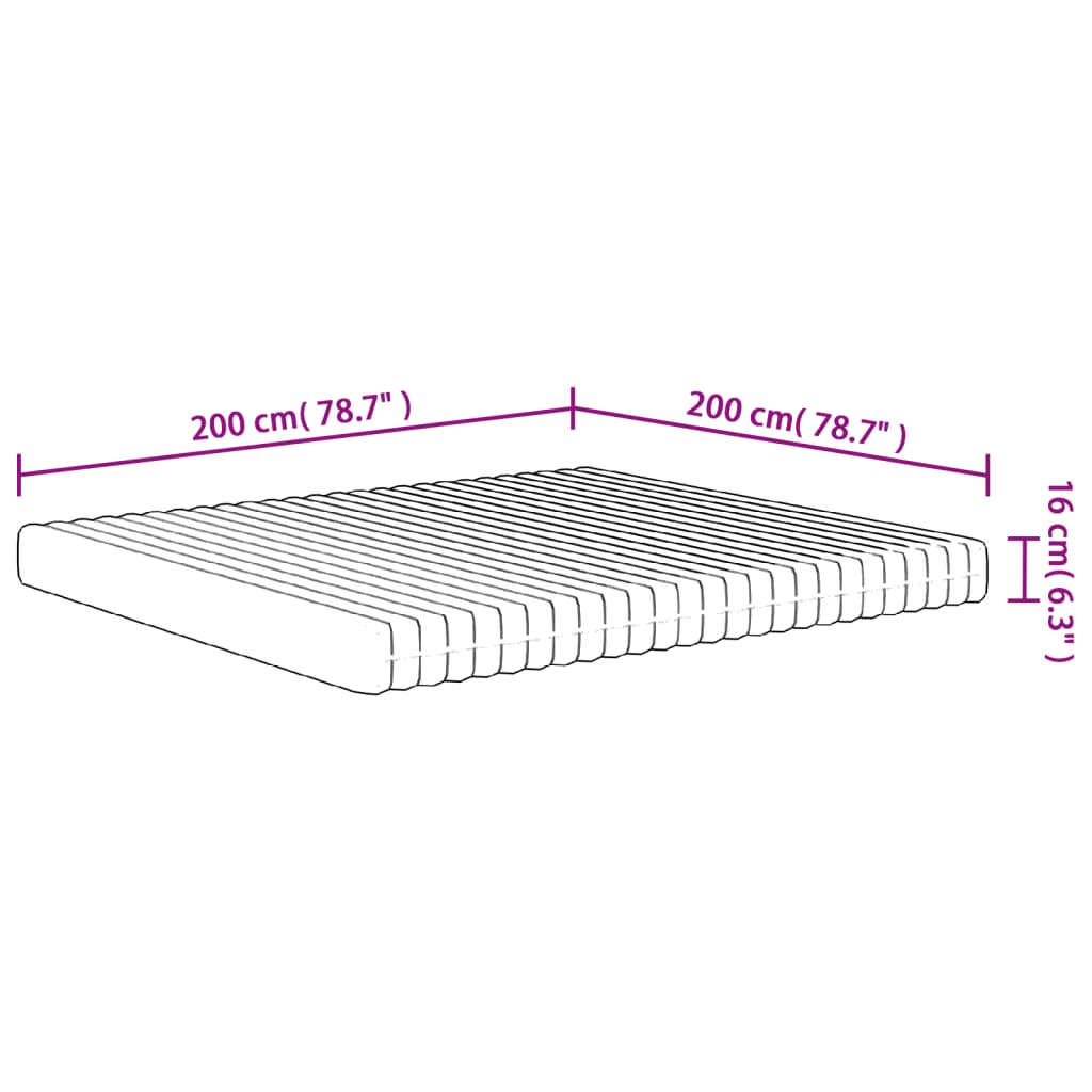 Matelas mousse mi-doux 200x200 cm