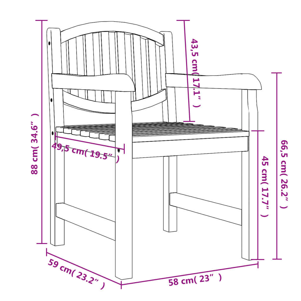 Tuinstoelen 8 st 58x59x88 cm massief teakhout