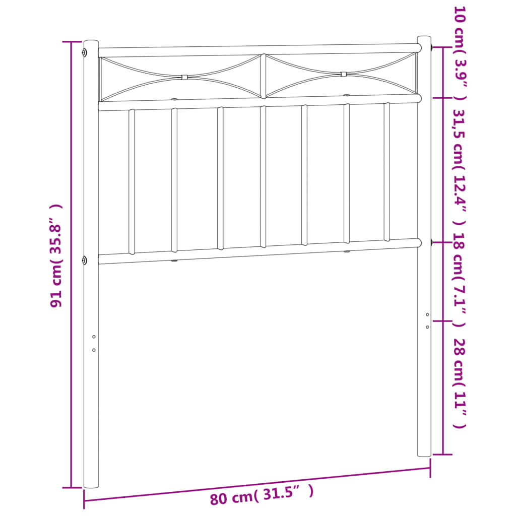 Tête de lit 75 cm en métal