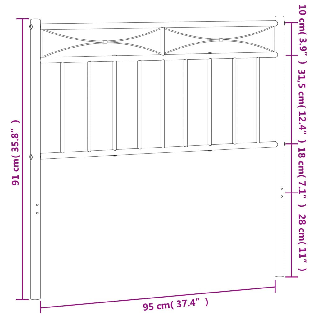 Tête de lit 75 cm en métal