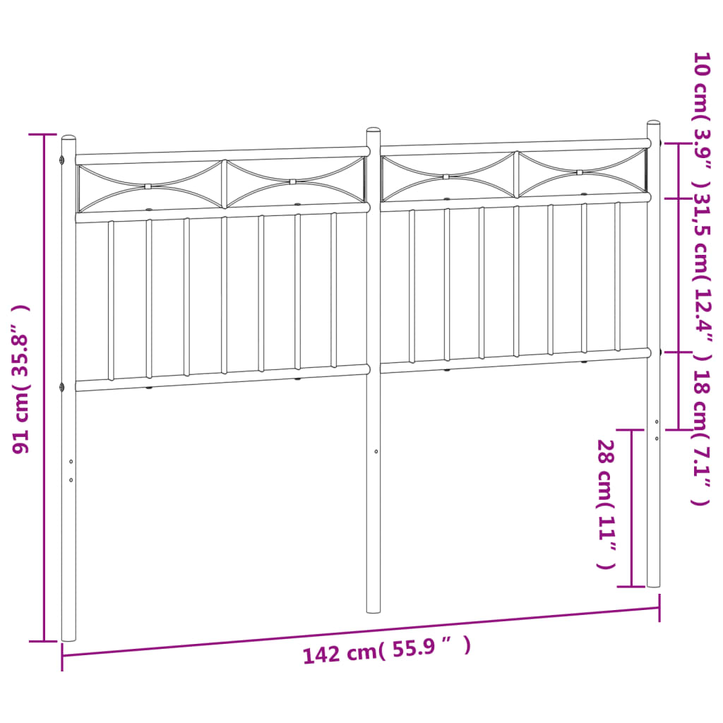 Tête de lit 75 cm en métal