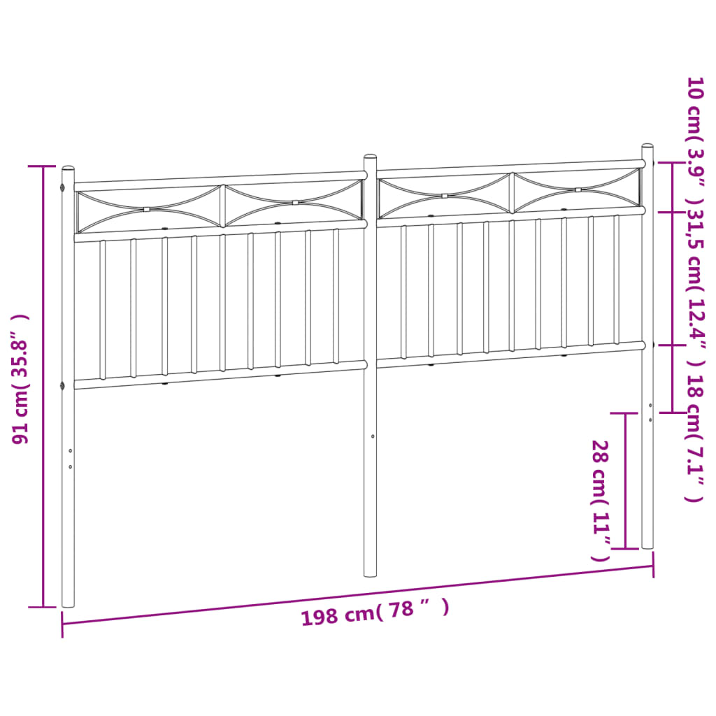 Tête de lit 75 cm en métal