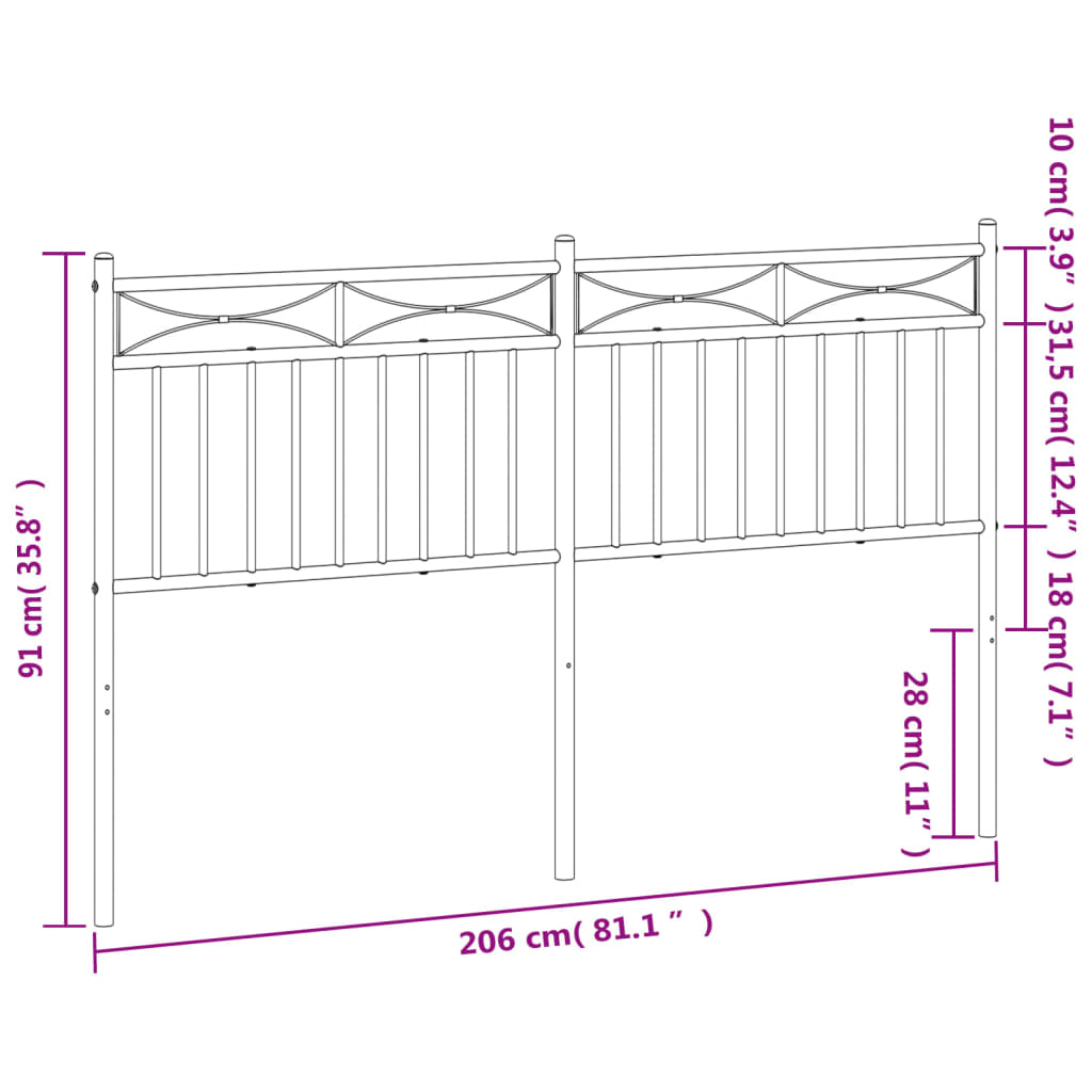 Hoofdbord 75 cm metaal