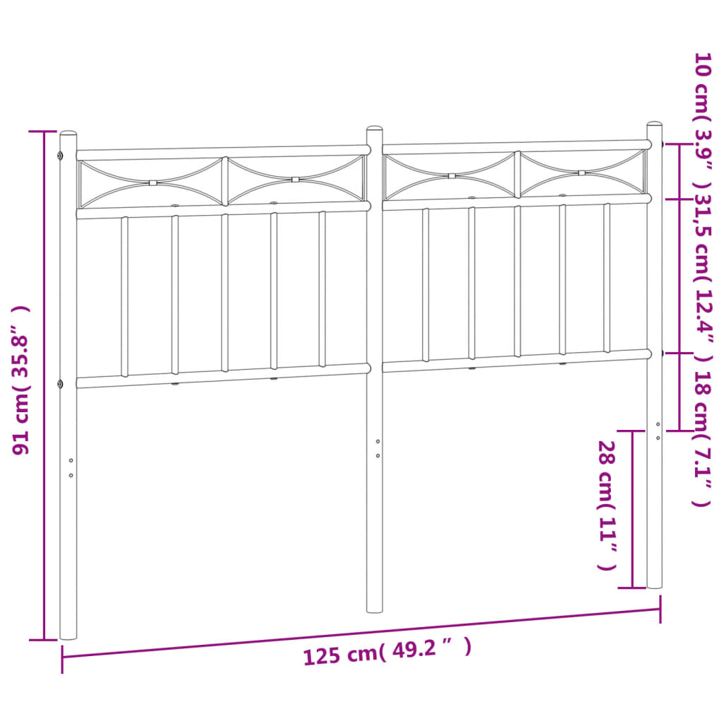 Tête de lit 75 cm en métal