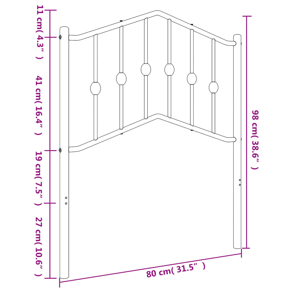 Hoofdbord 90 cm metaal