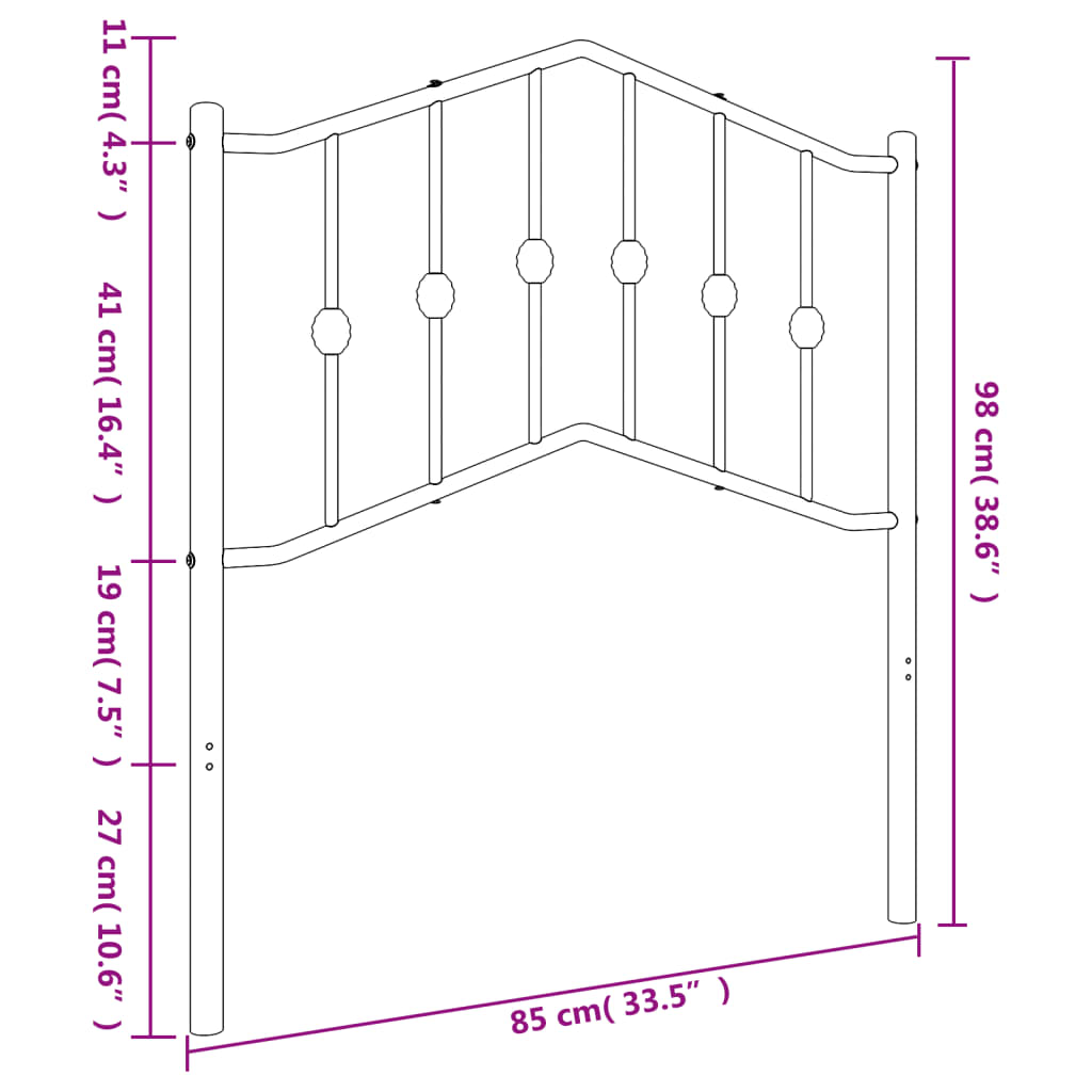 Hoofdbord 90 cm metaal