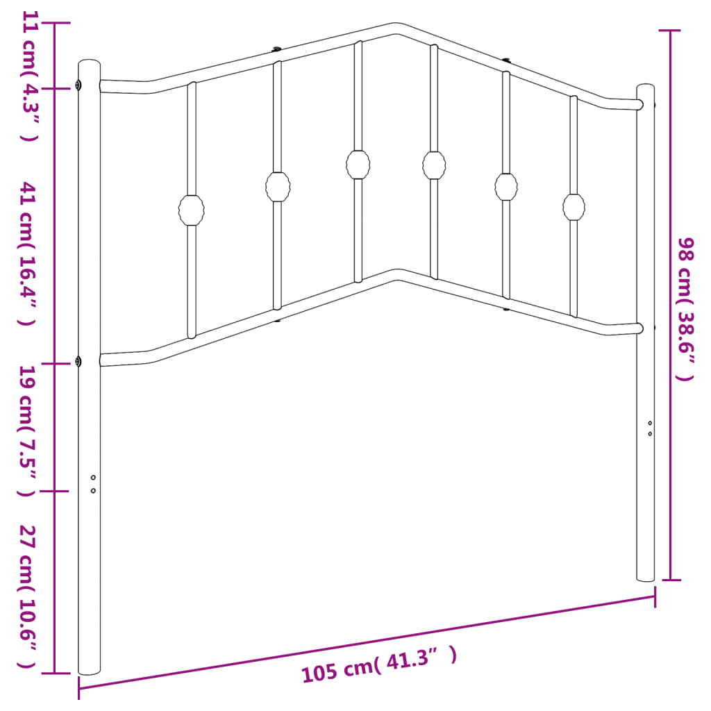 Hoofdbord 90 cm metaal