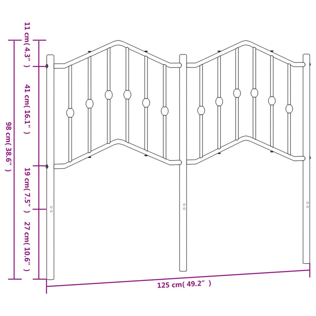 Hoofdbord 90 cm metaal