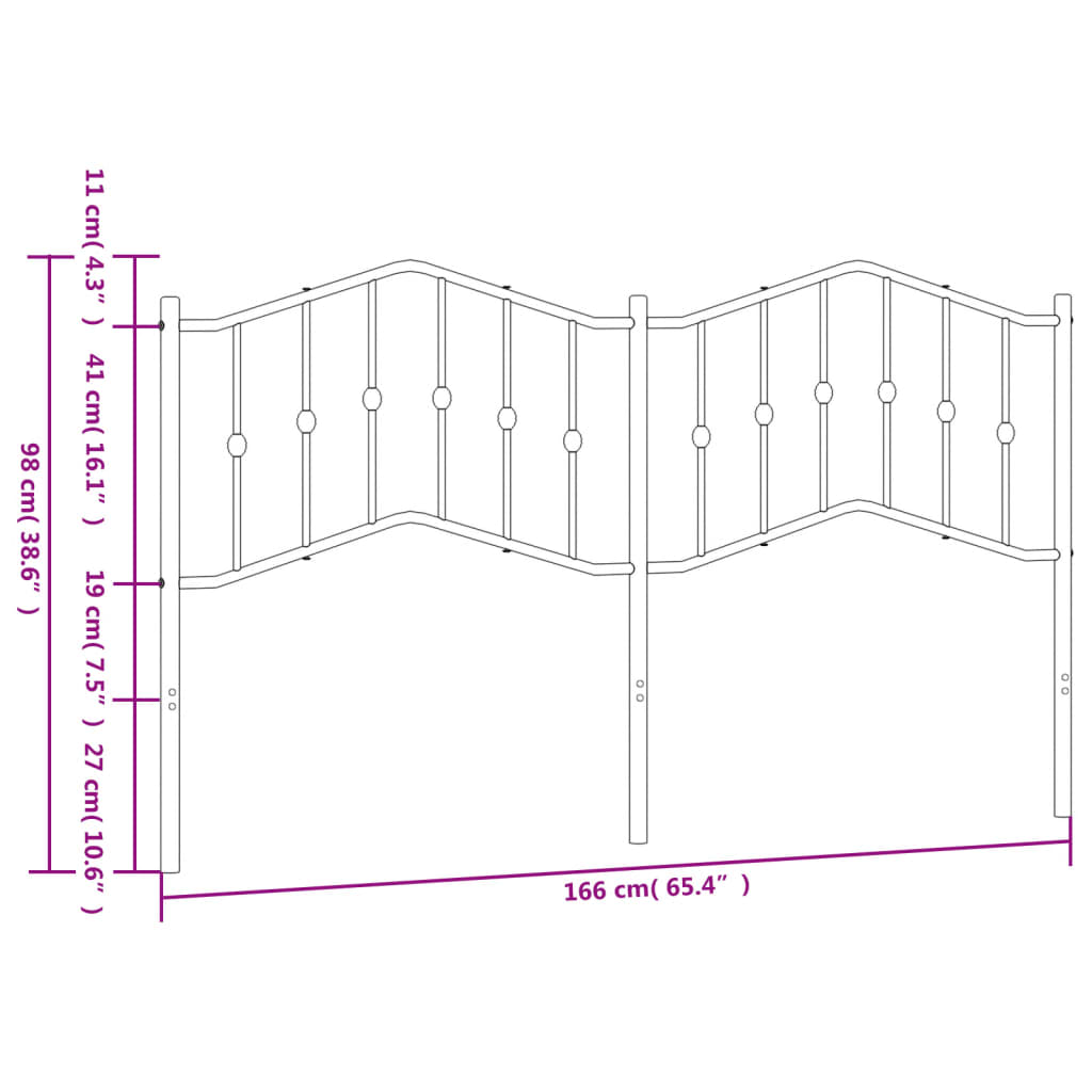 Hoofdbord 90 cm metaal