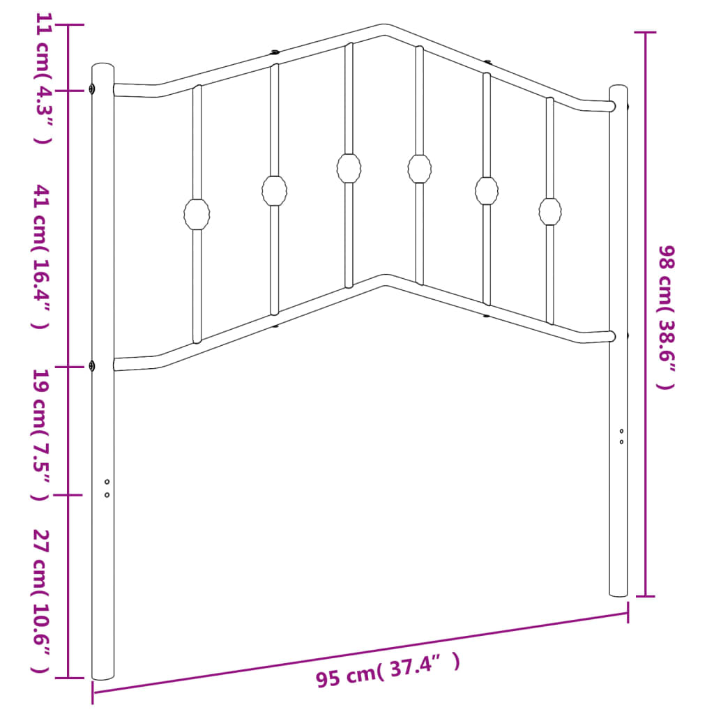 Hoofdbord 90 cm metaal