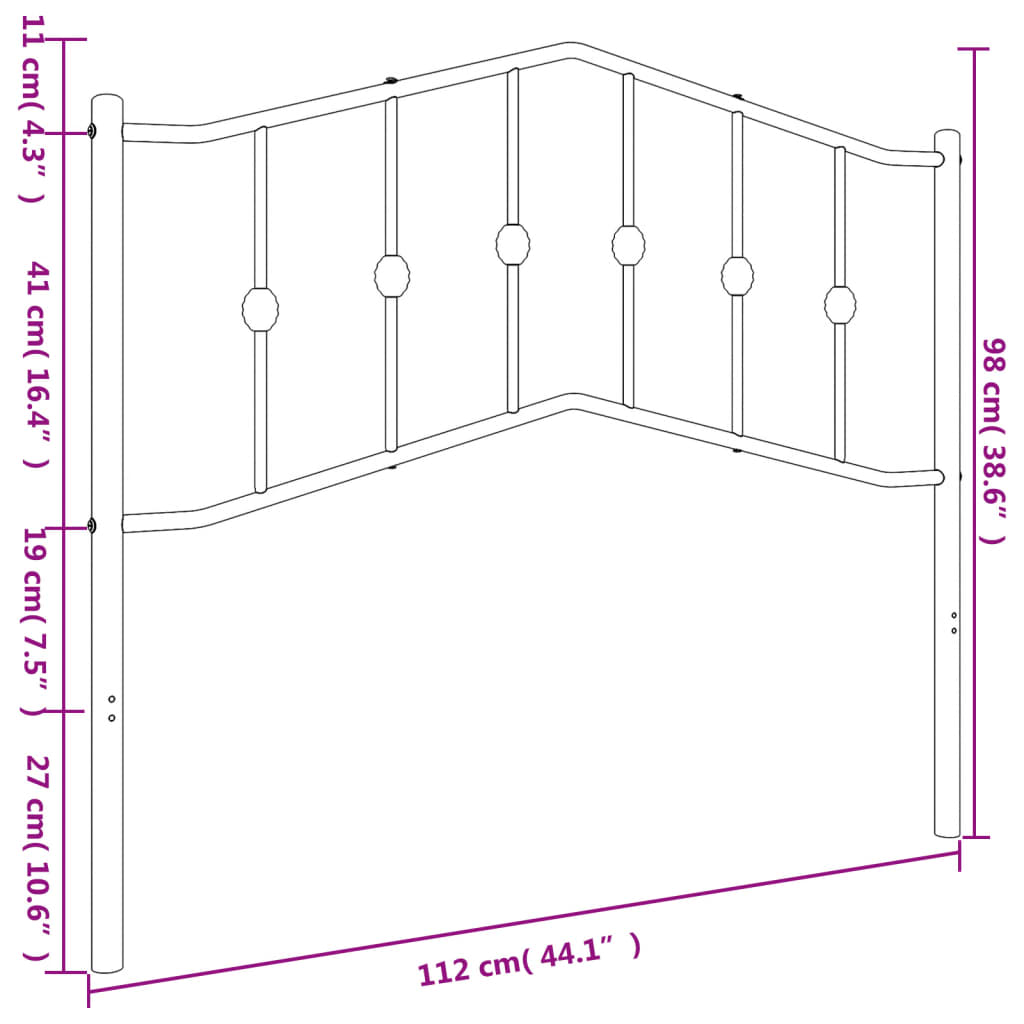 Hoofdbord 90 cm metaal